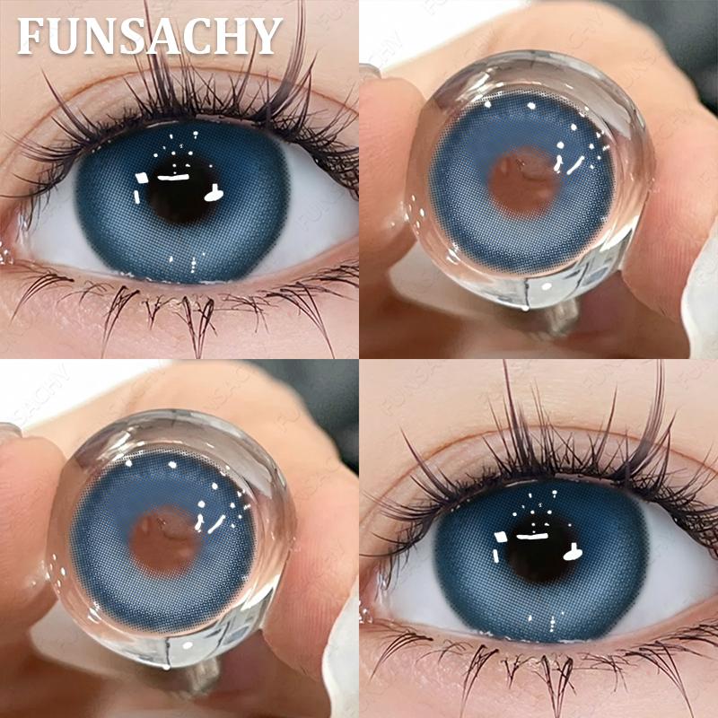 FUNSACHY 2pcs Blue Color Contact Lenses Natural Contact Lenses for Eyes Beautiful Eyes Lens Cosmetic Pupils Green Colored Lens