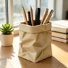 Cute Paper Bag Style Pen Holder 3D Printed Pencil Cup Desk Stationery Makeup Brushes Organizer for Workspace Office School Supplies
