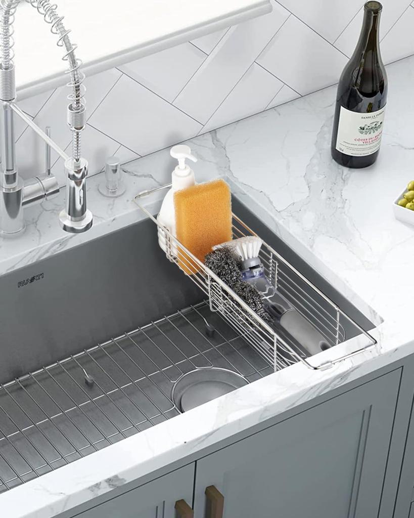 YQh Aquarium Asphalt Aquarium Shanghai Cotton Sponge Kitchen Detergent Storage Bottle Extendable Length Made of Stainless Steel Shelf, Shelf, Holder,