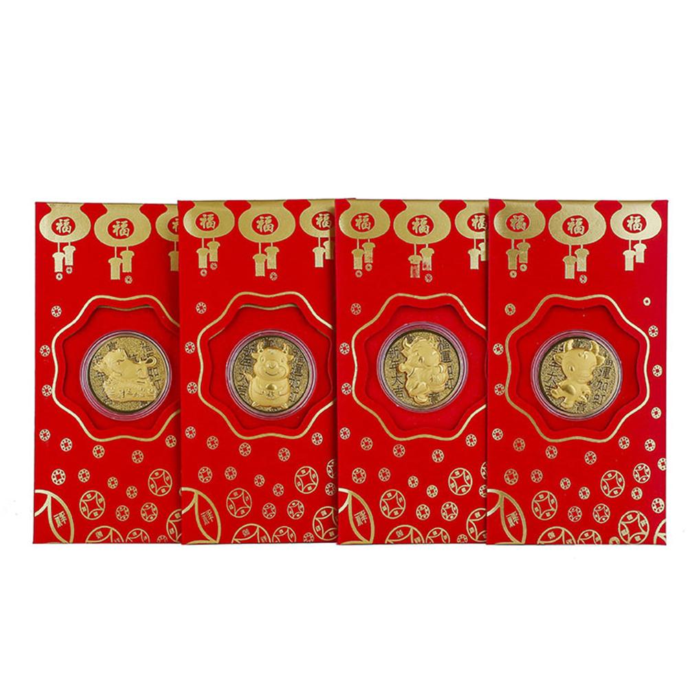 2021 Gold Coin Red Envelope Gold Foil Commemorative Coin Gold Red Packet