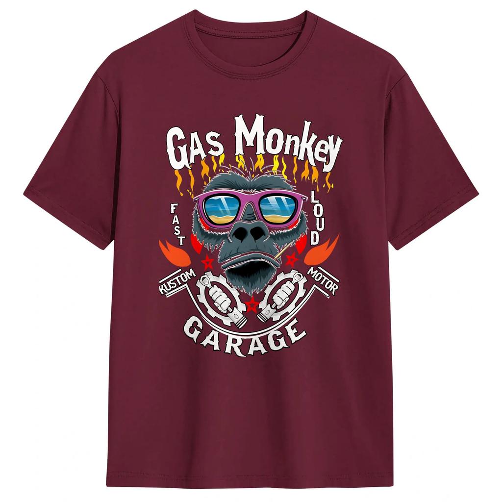 Unisex TShirt Monkey Gas Garage Novelty Cotton Tees Short Sleeve T Shirts O Neck Clothes 4XL 5XL