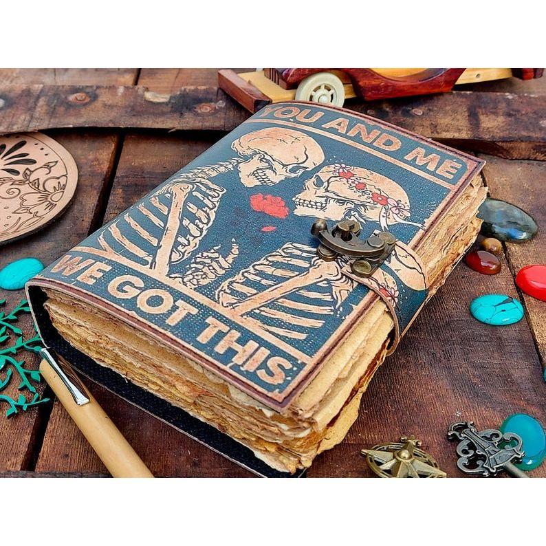 Handmade Leather Skull Lover journal Wiccan Pagan journal grimoire book of shadows For men women Traveling Sketchbook birthday gift