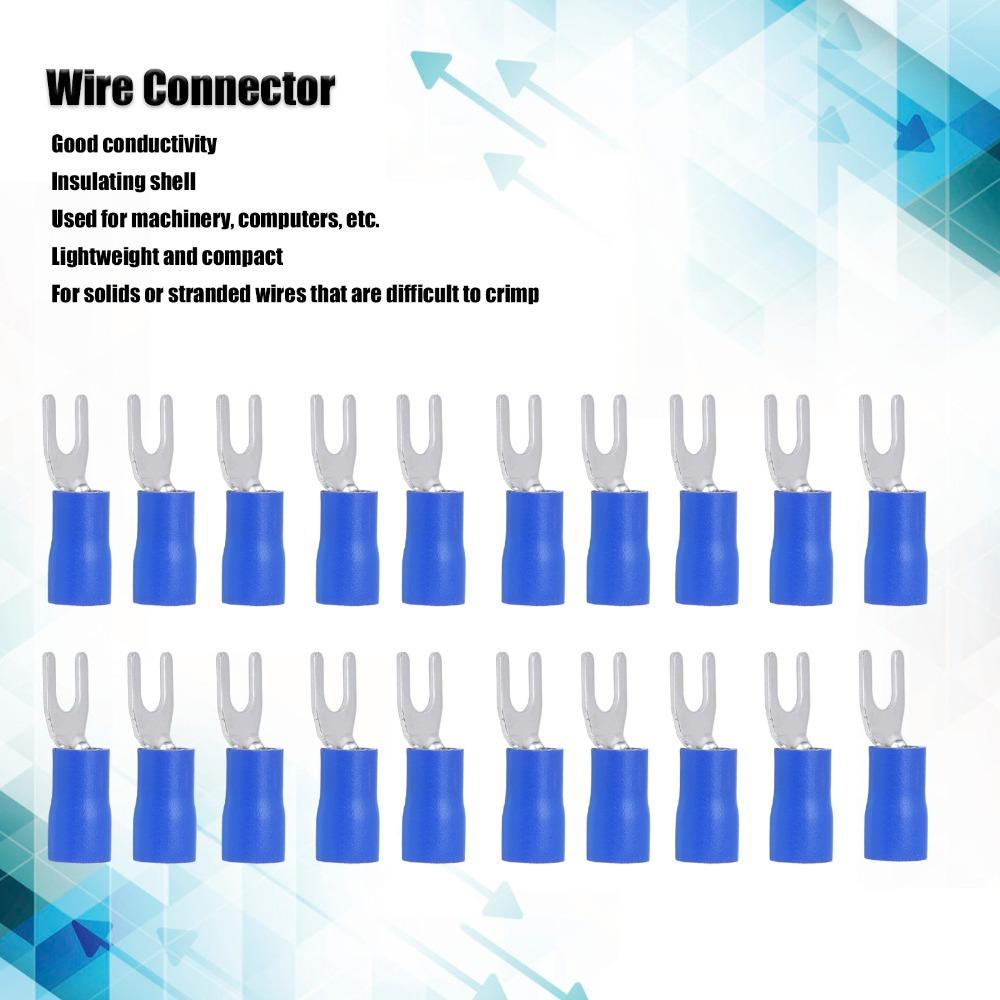 300PCS Blue U Type Wire Connector SV1.25-4 Fork Spade Wire Connector  Transportation Lighting
