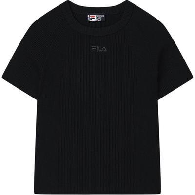 Fila Original Lifestyle Casual Series Fashion Simple Slim Fit Short Sleeve Raglan T-Shirt Women T-Shirt Black F11W529401F-BK