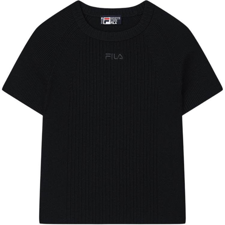 FILA Original Lifestyle Casual Series Fashion Simple Slim Fit Short Sleeve Raglan T-Shirt Women T-Shirt Black F11W529401F-BK