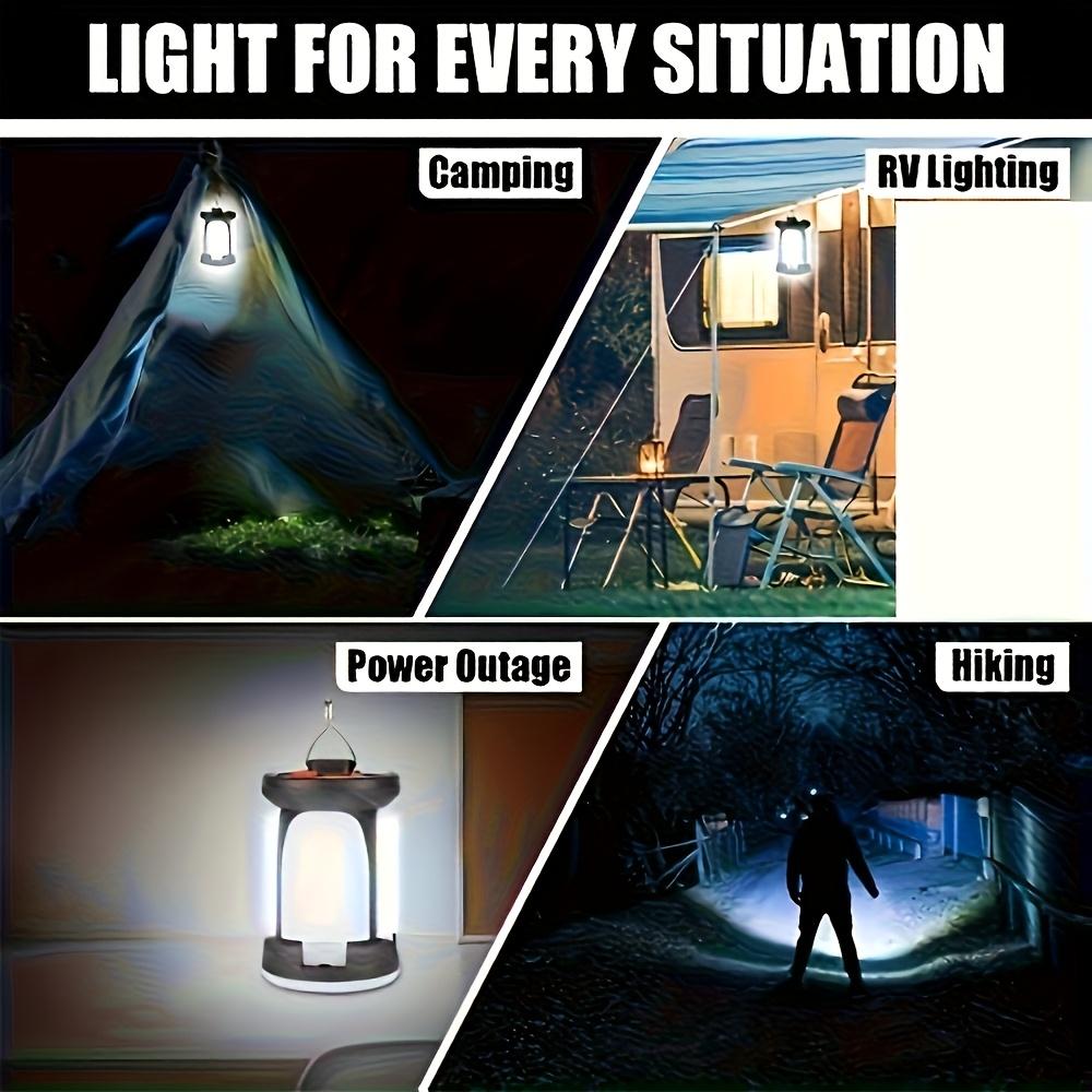 Portable Solar Camping Light,Hand-held Light with Hook LED Camping Light,Rechargeable and Foldable,Suitable for Tents, Offices, Emergency Lighting