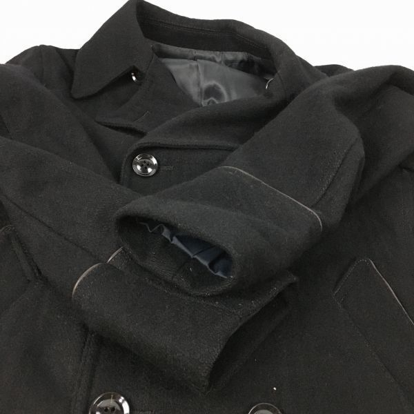 TK TAKEO KIKUCHI Wool Short Pea Coat Black Size L(USED)