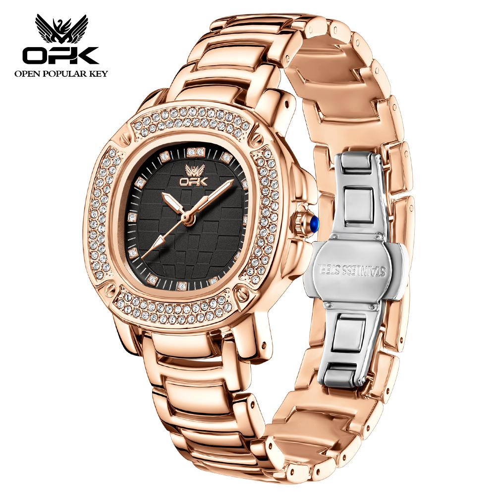 OPK 6084 Woman Watch Elegant Luxury Diamond Bezel Original Quartz Ladies Watch Fashion Waterproof Elegant Wrist Watch For Women