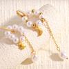 Star Moon Pearl Drop Earrings for Women Exquisite Asymmetrical Tassel Dangle Earrings Retro Sweet Casual Versatile Jewelry Gift