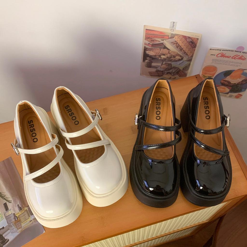 Small Leather Shoes Women's 2025 New Spring and Summer French Fashion Versatile with Skirts, Thick Soles Increase Height, Sweet and Cool Mary Jane S