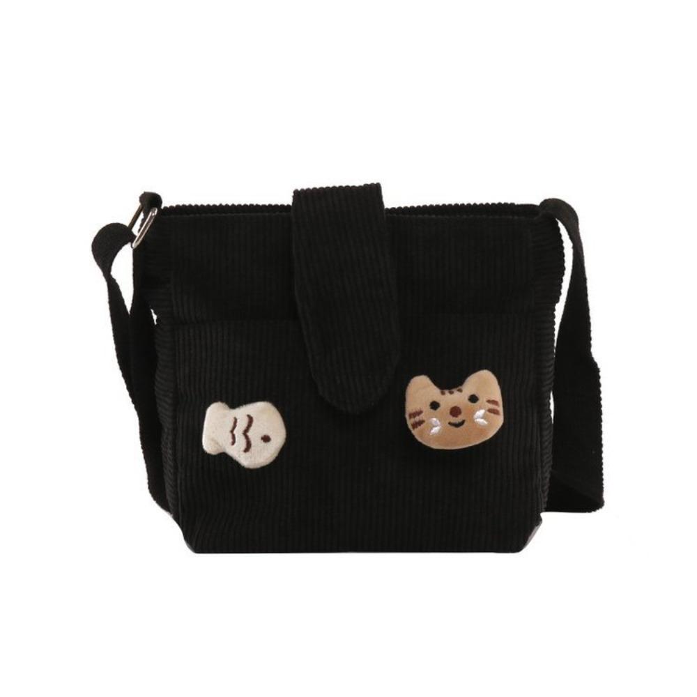 Large Capacity Mini Corduroy Bag Retro Velvet Shoulder Bag Cute Corduroy Crossbody Bag  Women чёрный