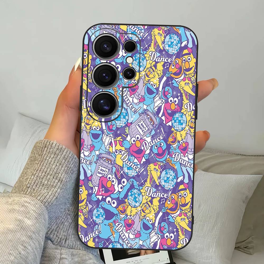 Cartoon S-Sesame S-Street Phone Case For Samsung S 24 Fe 25 Ultra Plus 20 Lite 21 30 22 23 24 22 Ultra 5G Fundas