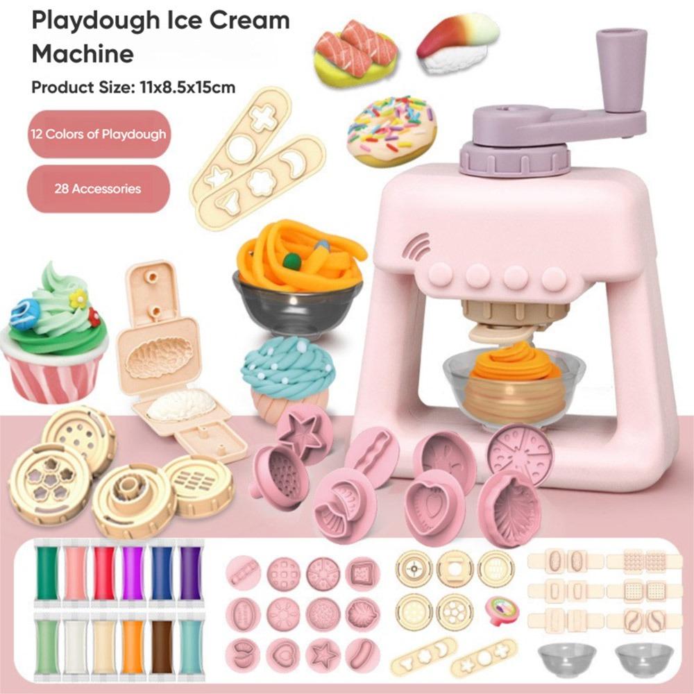 Mehrfarbige Tonformen Spielzeug Set Kunststoff DIY Zubehör Simulation Küchenspielzeug Eismaschine Nudelmaschine
