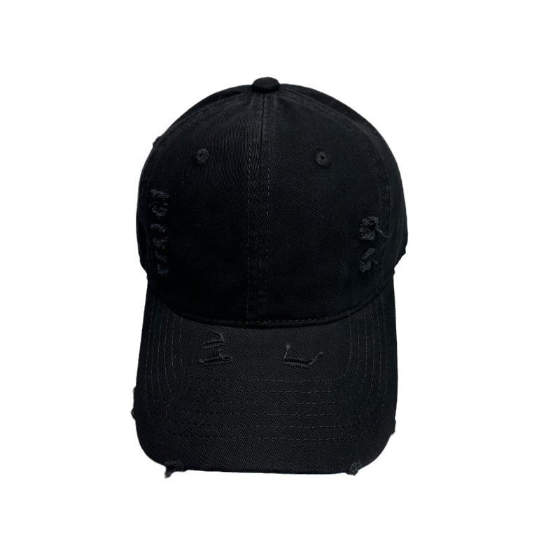 Ripped Wind Embroidery Letters Solid Color Baseball Cap Men'S And Women'S Retro Street Versatile Sunshade Cap