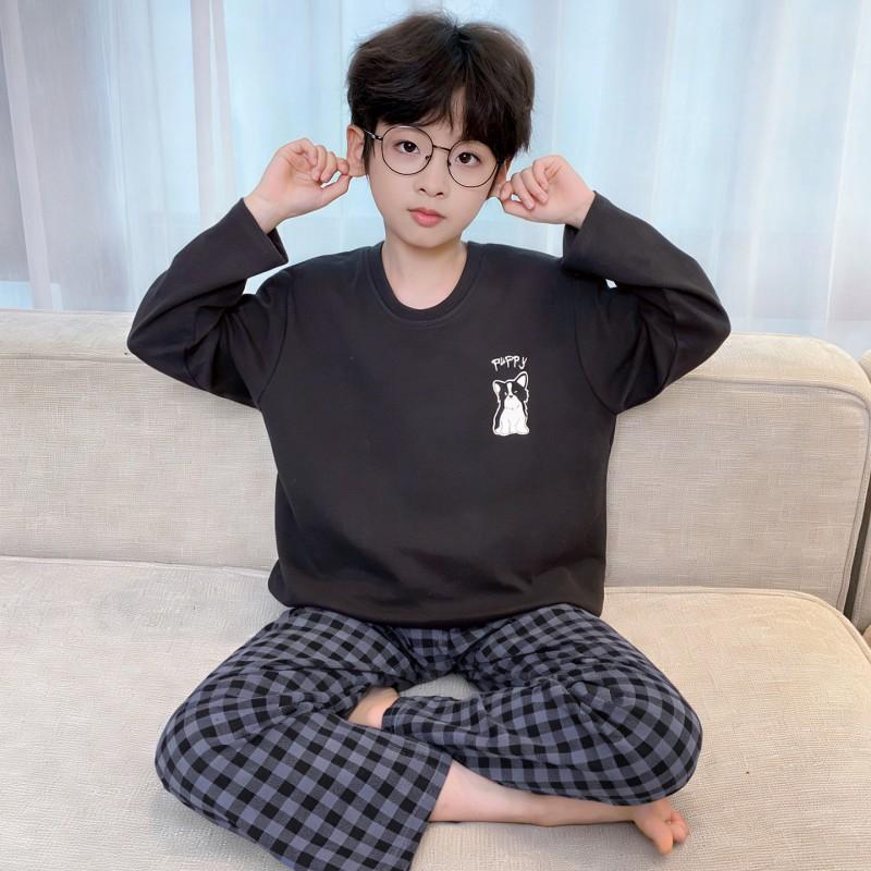 100% Cotton Boys Long Sleeve Pajama Set Cartoon Print Comfortable Sleepwear Kids Ages 8 Fall Home Wear