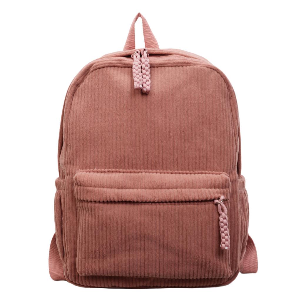 Schoolbag Solid Color Corduroy Backpack Women's 1011 New Middle School Middle School High School Student School Bag Men's Travel Backpack Large 