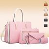 4PCS Purses Set for Women PU Leather Travel Work Satchel Handbags Wallet Shoulder Bags Casual Tote Top Handle Bag Crossbody Bag Handbag Set for Female