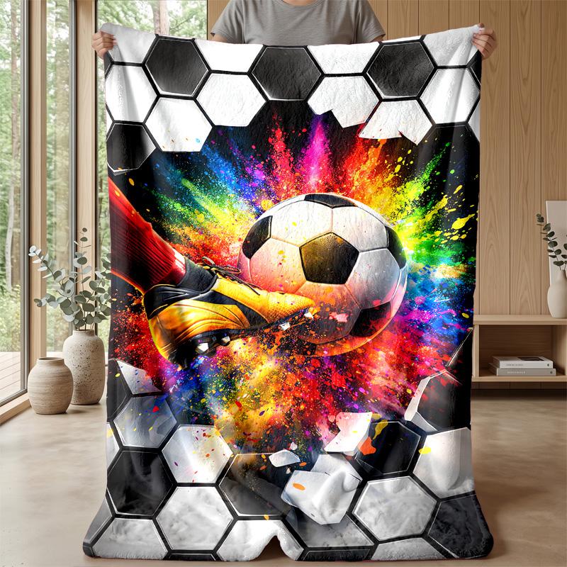 Football Color Explosion Theme blanket Lightweight Warm Flannel Blanket Decorative Throw Blanket for Home Decoration