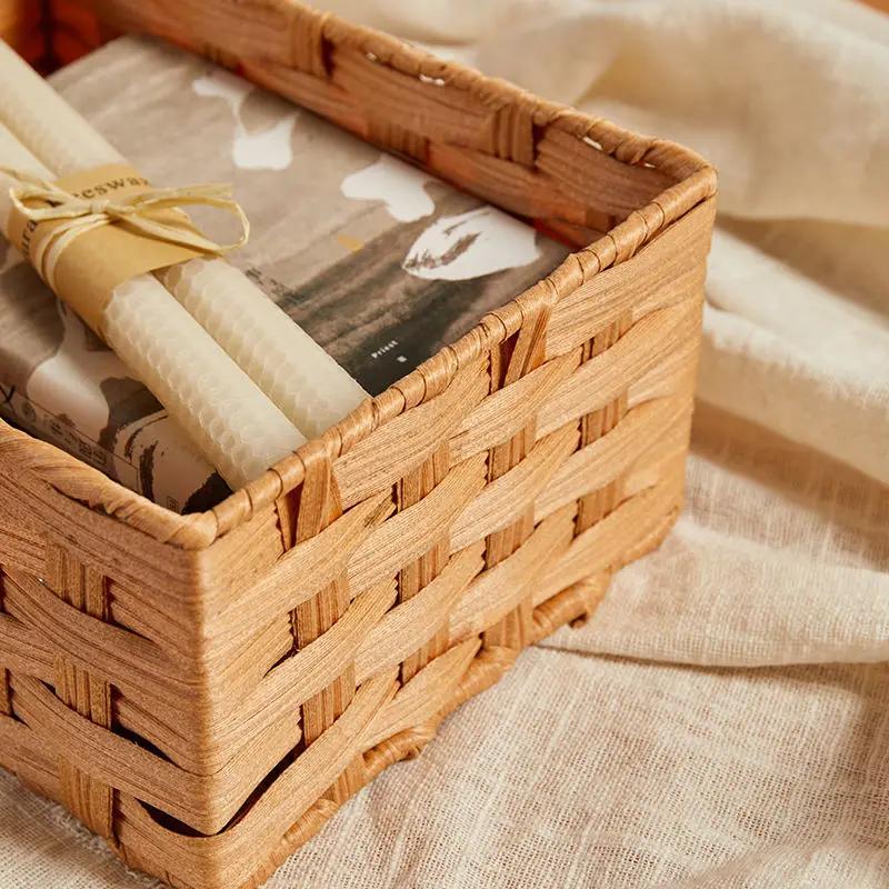 Waterproof desktop storage basket multifunctional miscellaneous storage leather basket organizing box