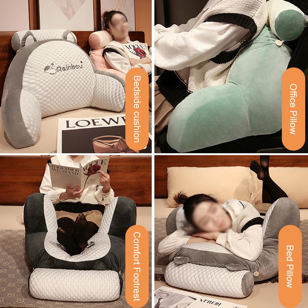 Cartoon Bed Reading Pillow Backrest Cushions with Arms Lumbar Cushions for Watching TV, Sitting In Bed, Reading