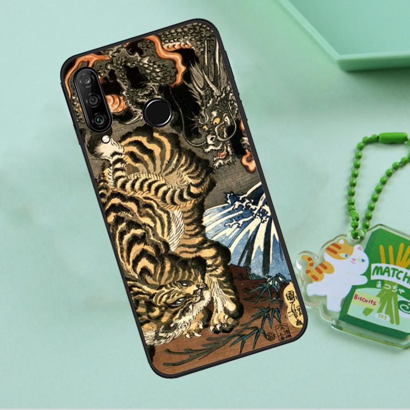Japanese ukiyo-e Art Panther Tiger For Huawei Nova 10 9 SE 5T 12s 12i 11i Y91 Y90 Y60 Y70 Y72 Y61 P20 P40 P30 Lite P60 Pro Case