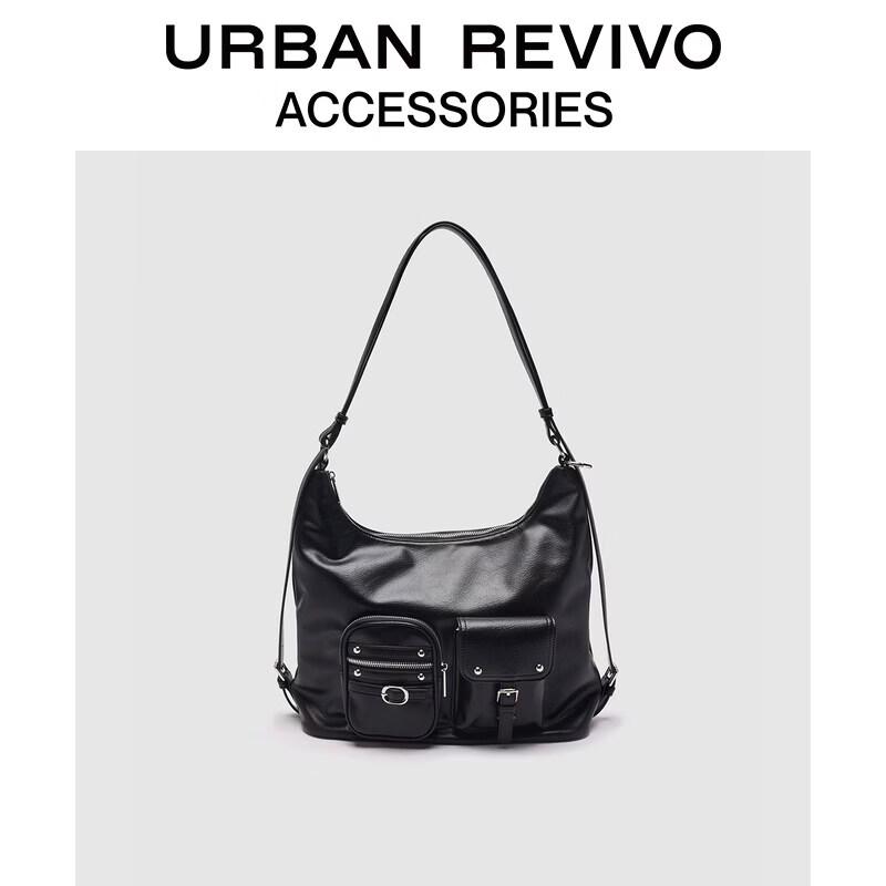 URBAN REVIVO Women s Casual Motorcycle Shoulder Bag One Size