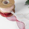 10yards Organza Ribbon Golden Wave Wired Ribbon Gift Bouquet Packaging,Handicrafts,Christmas Birthday Wedding Party Decoration