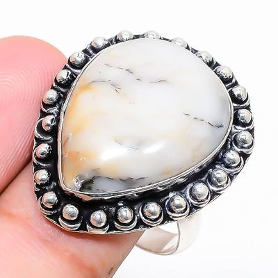 Dendrite Opal Gemstone 925 Sterling Silver Jewelry Ring Size 9.5 r3K48