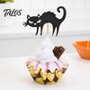 Halloween Themed Cake Accessory 8 Pcs Cat Cupcake Topper, Black Cute Kitten Silhouette Topper Food Pick for Baby Shower Birthday Wedding Party