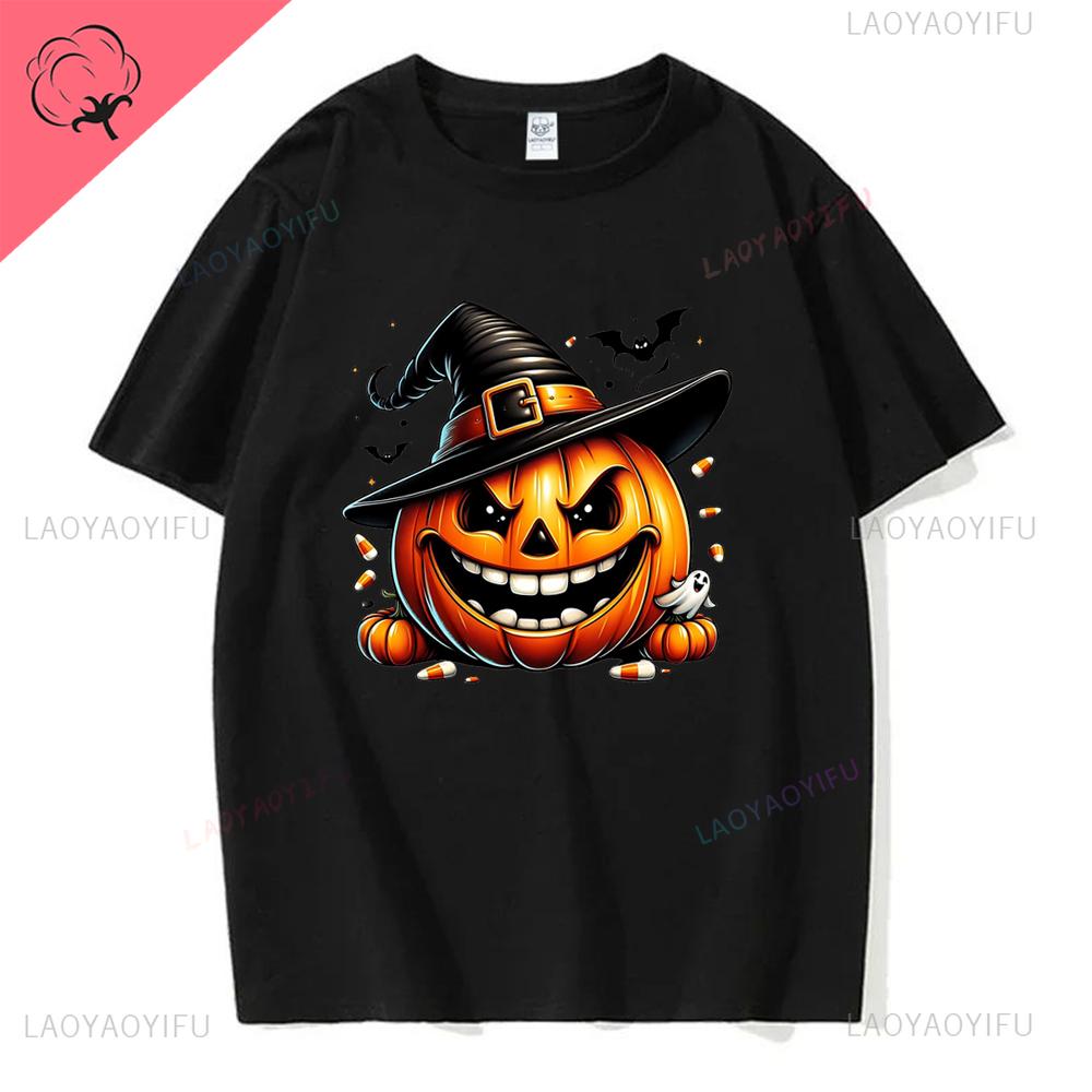 Trick or Treat Halloween T Shirts PumpkinCandyBonesSkeletonfunny Halloween Costume Cotton Men Women  Tops Graphic T Shirts