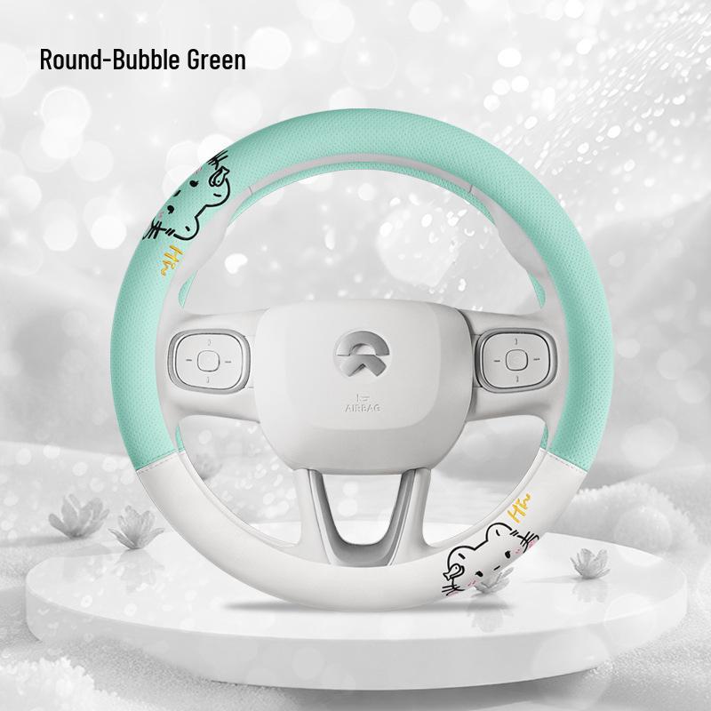 High-end Perforated Leather Steering Wheel Cover, Universal Fit, Breathable, Anti-Slip, Sweat-Absorbing for All Seasons