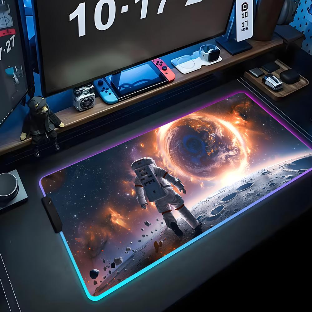 space astronaut Mouse Pad RGB Gaming Mousepad Big LED Pad PC Desk Mat Luminous Mouse Pad Large Keyboard Mats Table Rug With