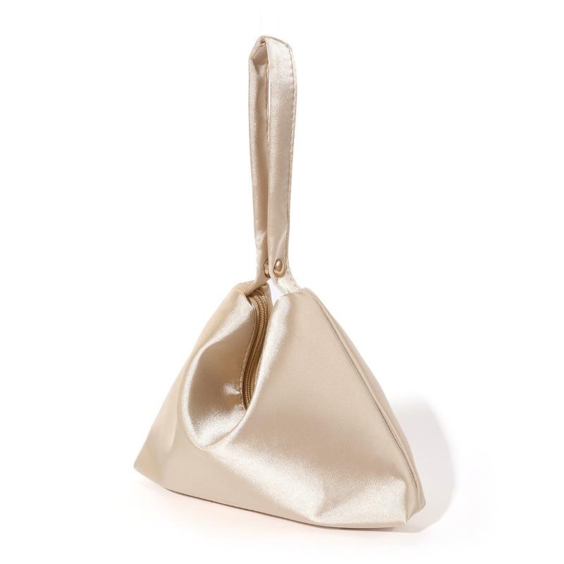 Einfache einfarbige Satin-Magnet-Abendtasche, vielseitige dreieckige Damen-Clutch-Handtasche