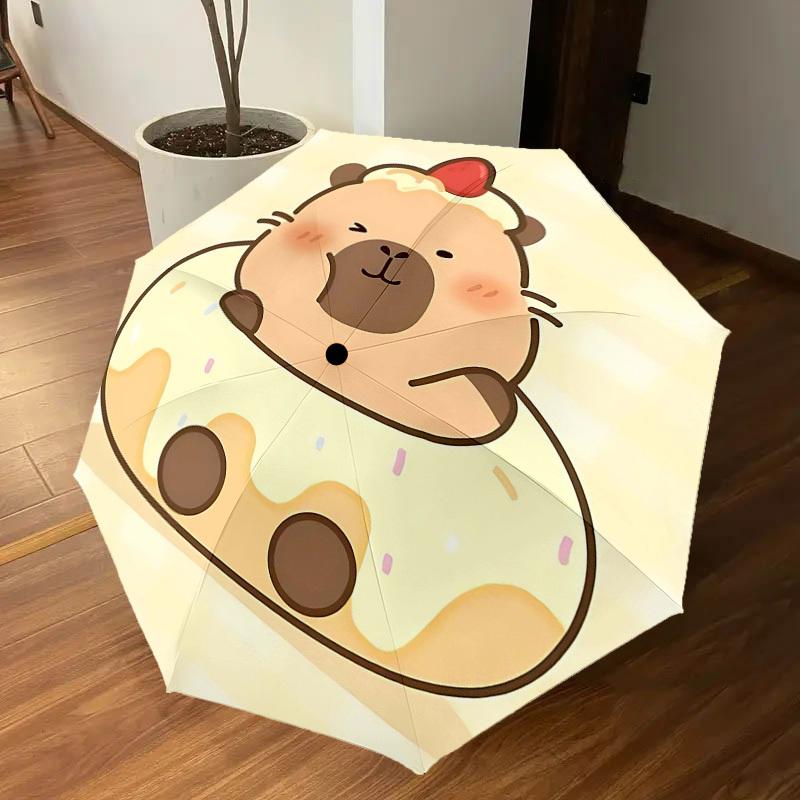 1PC Bear Donut Umbrella-8-Rib Reinforced, Automatic Open, Lightweight & Durable, Cute Fashion Accessory for Outdoor-Y0373