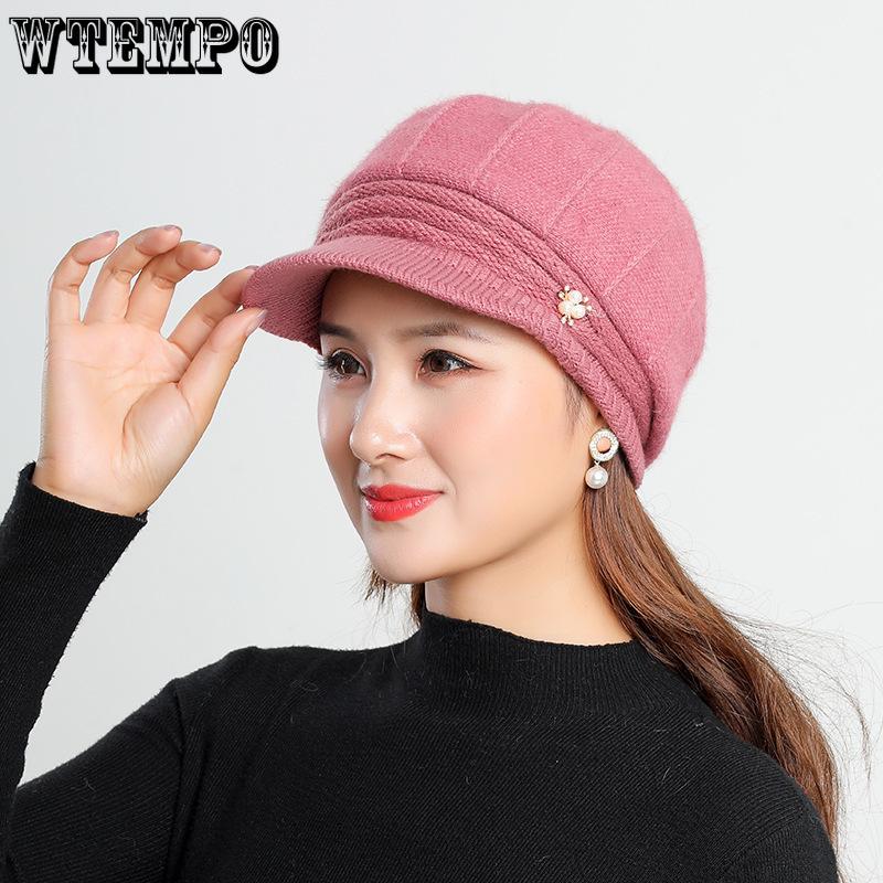 Autumn and Winter Women's Knitted Short Edge Duck Tongue Hat Outdoor Cycling Warm Beret Hat