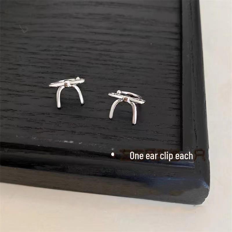 Pure White Bow Ear Clip for Women - Trendy, Sweet, High-End, No Piercing Needed