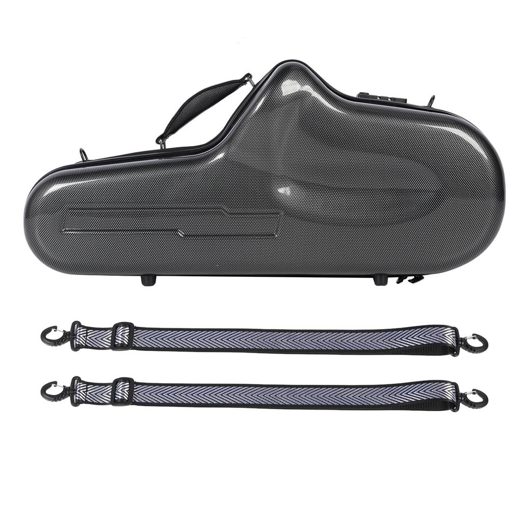 Eb-Altsaxophon-Koffer, faserverstärkter Kunststoff, Hartschalenkoffer mit Schloss, abnehmbarem Schultergurt, schwarz kariert