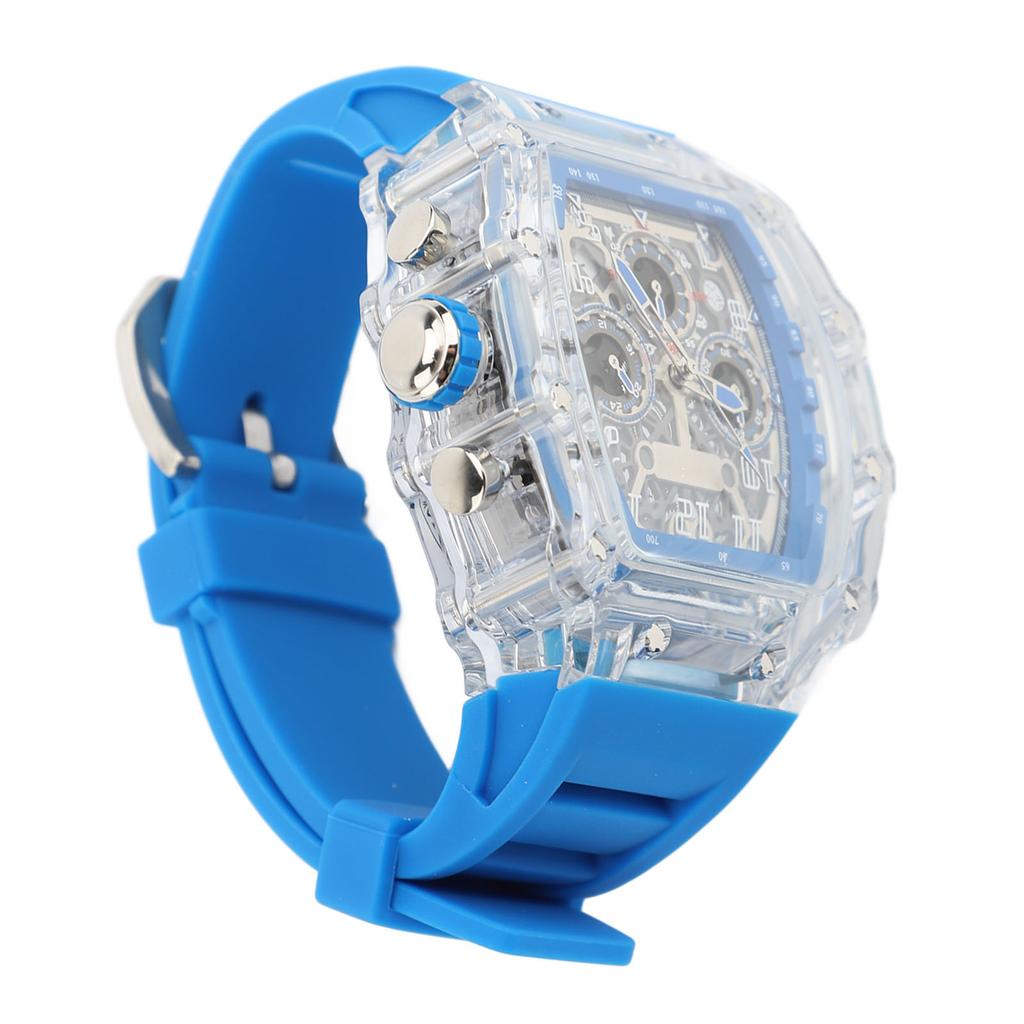 Transparent Case Business Watch Water Proof 50M Luminous Casual Cool Large Dial Silicone Strap Fashion Hollowed Watch