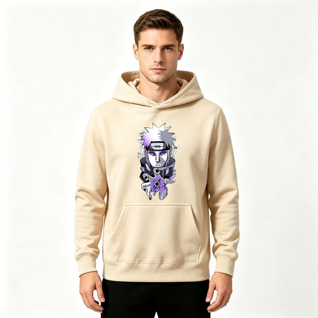 Men's Anime Pain Printed Pullover Hoodie Casual Long Sleeve Comfortable Streetwear Tops for Adults