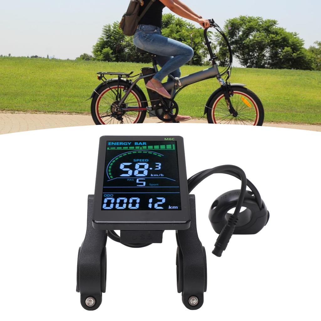 Electric Bike Display Screen Electric Bike LCD Display Meter Headlight Connector Lightweight 6 Pin Cable for 24V 36V 48V 60V
