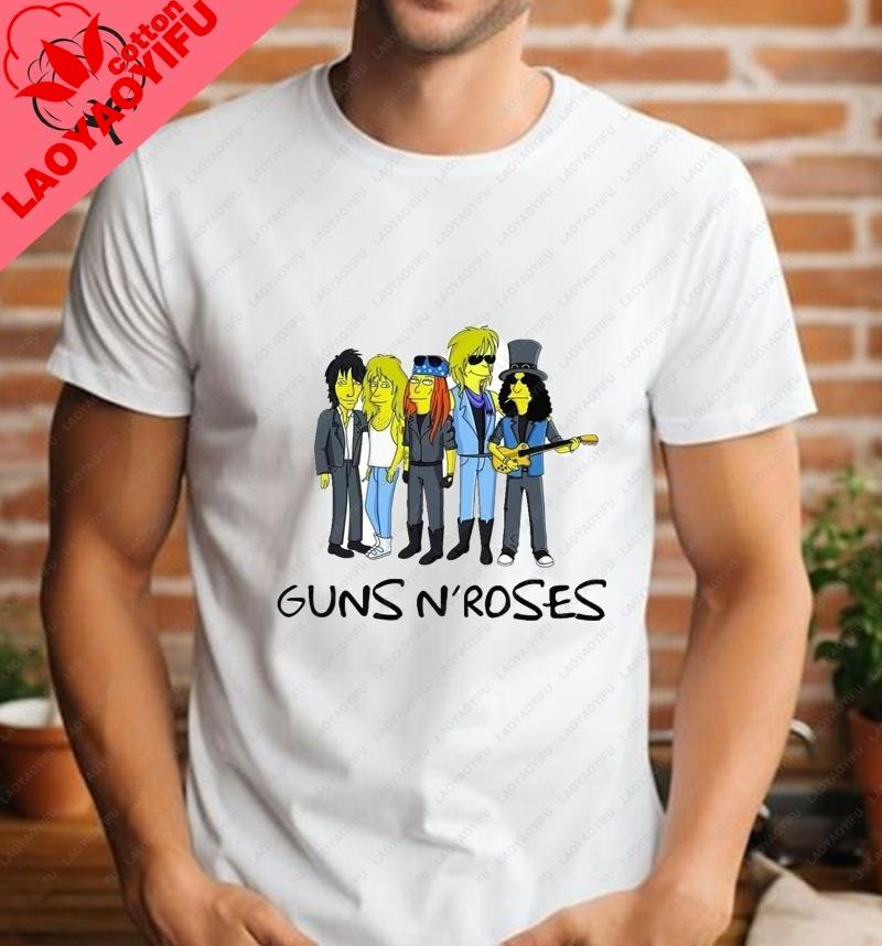 Guns N Roses Rock Band Fashion Retro Loose Shortsleeved Tshirts Summer Trend Harajuku Neutral Shirts Oversized Tshirts
