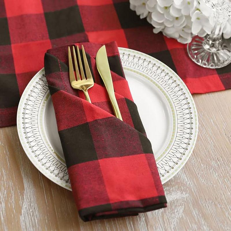 12Pcs 30x45cm Christmas Plaid Cloth Napkins,Washable Reusable Cloth Table Dinner Napkins for Wedding,Parties,Dinner Celebration