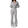 High-End Women's V-Neck Knit Cardigan & Wide-Leg Pants Two-Piece Set for Autumn/Winter