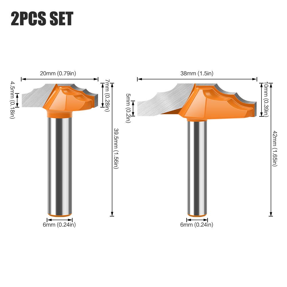 6 Handle 1/4 Handle Double R Flower Thread Knife Thin Door Panel Knife Cabinet Door Panel Knife Trimming Machine Milling Cutter Cabinet Door Cutter