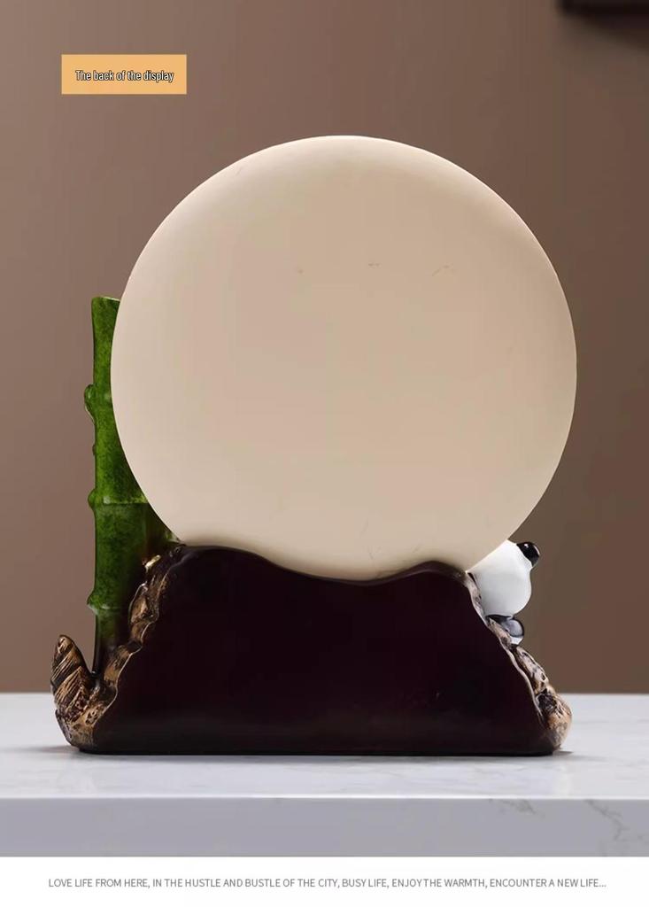 Bamboo Panda Decorative Ornament for Living Room, Office, or Entryway