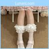 Lolita Summer Lace Bow Knee High Socks With Breathable Nylon For Girls