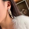 Vintage French Style Geometric Pearl Drop Earrings With Rhinestone Accents For Women