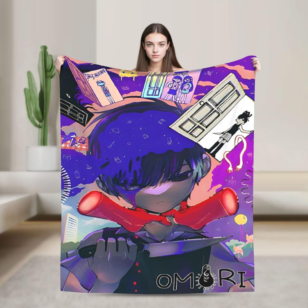 Anime Basil Omori Game Blanket  Warm Novelty Plush Throw Blanket For Home Decor Picnic Flannel Bedspread Bed Cover