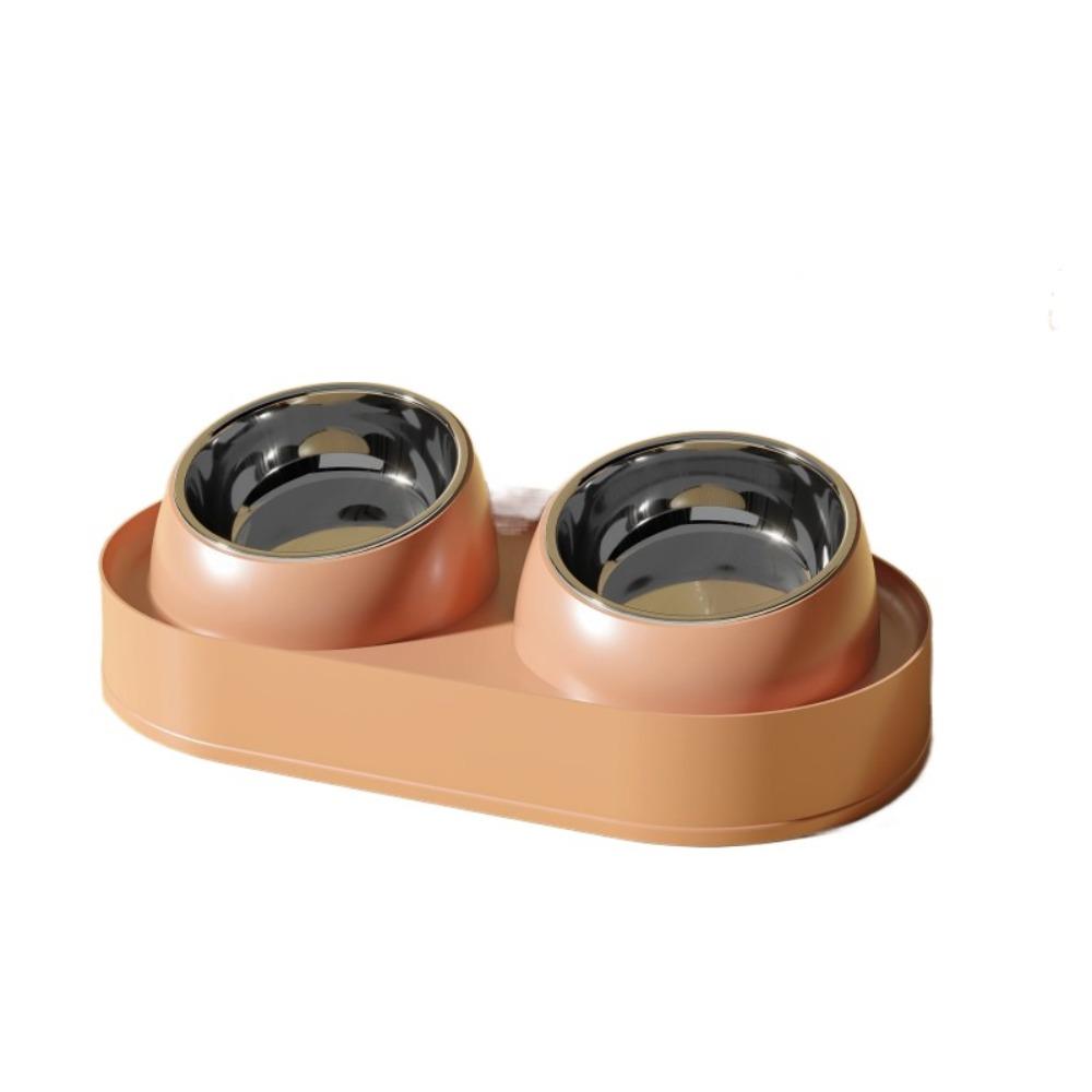 Slanted Mouth Pet Feeding Double Bowls Portable Pet Drinking Feeder Dog Food Basin  Water Container