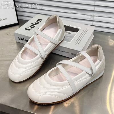 Damen Flache Sandalen Mary Janes Schuhe Frau Sport Sneaker Sommer 2025 Marke Slipper Freizeitschuhe Komfort Weiches Leder Zapatillas